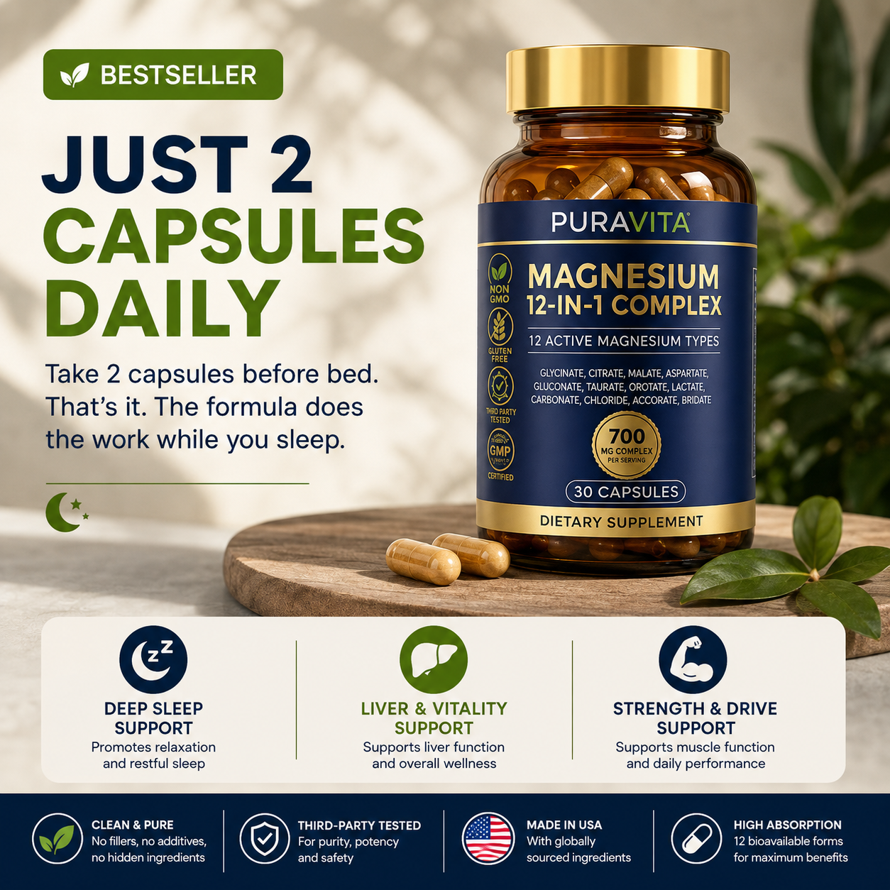 PuraVita 12-IN-1 Magnesium Complex Capsules